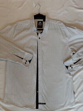 English Laundry White Shirt with Black Trim and Micro Pattern